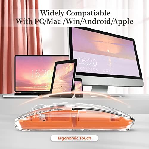 Sleek A.JAZZ Wireless Bluetooth 5.1 & 2.4 G Mini Mouse – Lightweight, Rechargeable, and Silent for Ultimate Focus in Office, PC, Mac, and i Pad Use – Stylish Transparent Design with Nano USB-C Receiver for Enhanced Compatibility and Performance