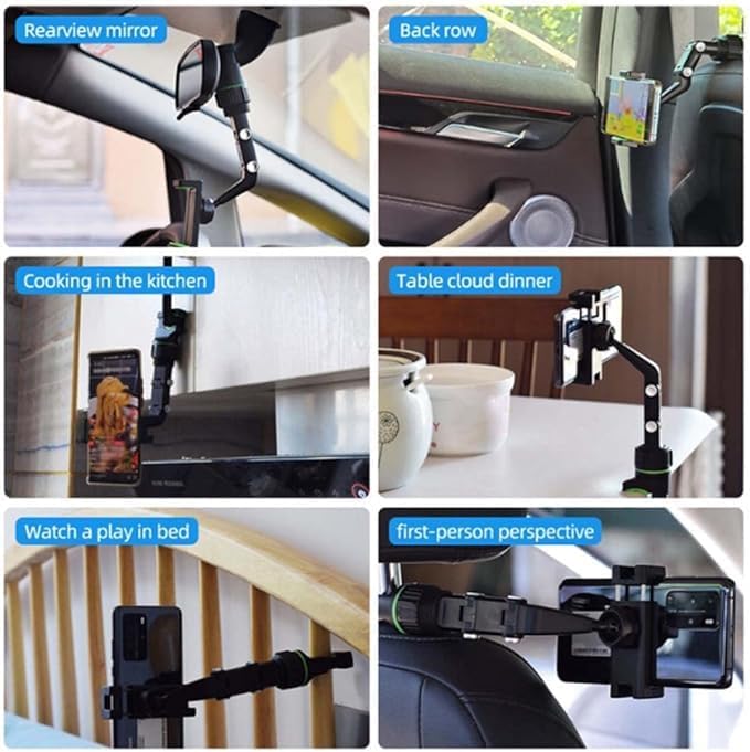 Ultimate 360° Rearview Mirror Smartphone Holder – Versatile Adjustable Mount for Safe Driving with GPS and Navigation – Pack of 2 for Enhanced Convenience and Stability – Elevate Your Road Safety with Hands-Free Access