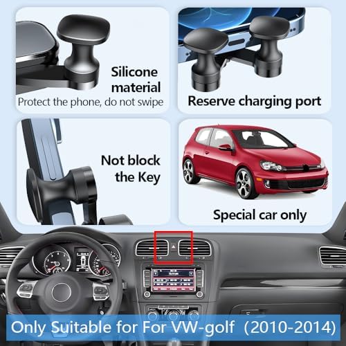 VW Golf 7 MK7 R GTI 2015-2021 Premium Car Phone Holder with 360-Degree Rotation | Enhanced Stability & Hands-Free Navigation | Effortless Installation & Sleek Aesthetic Design | Universal Smartphone Compatibility – Essential Auto Accessory for Modern Drivers