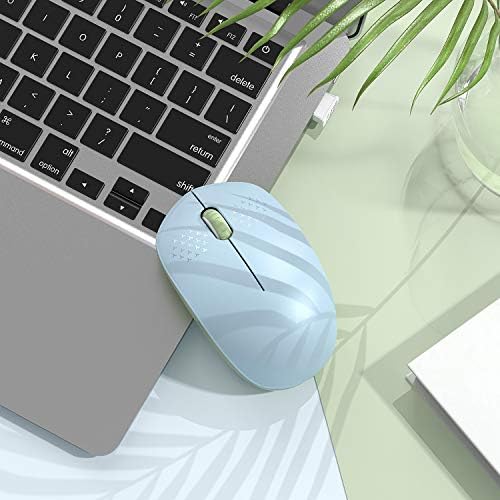 Light Blue Wireless Mouse – Ultra-Quiet 2.4 GHz Noiseless Computer Mouse with USB Receiver for Seamless Windows Experience – Portable, Ergonomic Design for Home, Office, or Travel