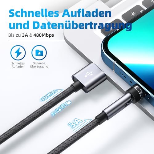 Revolutionize Your Charging with the 540° Magnetic Rotation Cable – 3 in 1 Fast Charger for i Phone, Micro USB & Type C – 4-Pack (3 ft, 3 ft, 6 ft, 10 ft) – Superior Data Transfer & Ultimate Compatibility for Effortless Power Anywhere