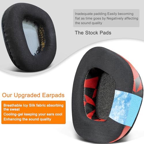 Transform Your Gaming Setup with SOULWIT Cooling-Gel Earpads for Corsair Void Series – Luxurious Ice Silk Fabric for Ultimate Comfort and Superior Sound Enhancement – Perfect Replacement Cushions for Void, Void Pro, Void Elite & Surround Wired/Wireless Gaming Headsets – Striking Red Storm Aesthetic for Unmatched Style and Performance