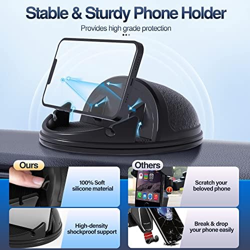 Loncaster Universal Dashboard Car Phone Holder Mount – 2 Pack Ultra-Stable Silicone Cradle for Hands-Free Use, Compatible with i Phone & Most Smartphones, Effortless Installation, 360-Degree Viewing Angles, Essential Car Accessory for Safe Navigation and Calls
