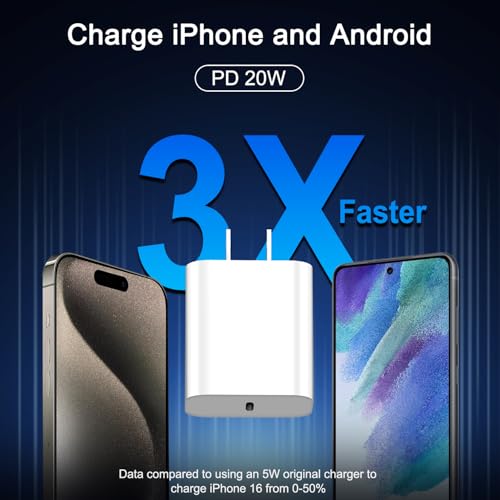 Premium i Phone 16 & 15 Fast Charge Power Pack: Trio of 20 W USB-C Adapters with 10 FT Lightning Cable for Ultra-Fast Charging – Compatible with i Phone 16/16 Plus/Pro/Pro Max, 15/15 Pro/Pro Max, 14, 13, 12 – Essential Mobile Charging Solution for On-the-Go Users
