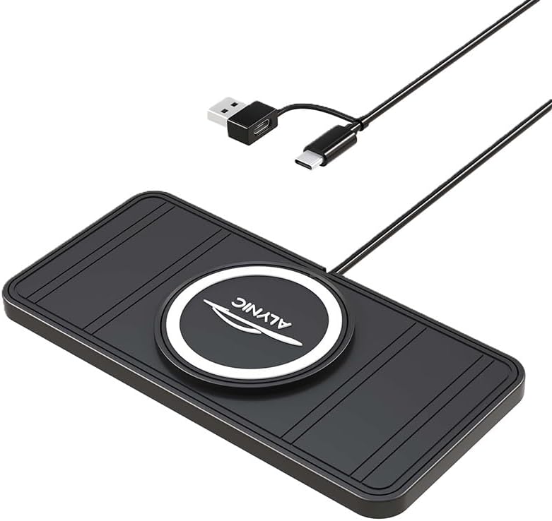 Effortless 15 W Wireless Car Charger Pad – Fast Charging for i Phone 16/15/14/13/12/11 & Samsung S24/S23/S22 – Non-Slip Design with Versatile Type C & A Port Adapter for Secure, Clutter-Free Travel Charging Solutions
