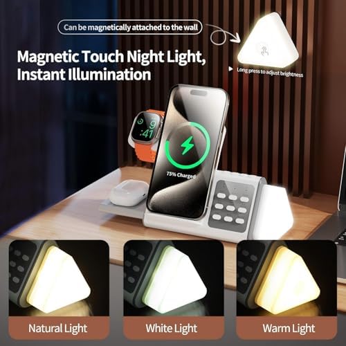 Multifunctional 3-in-1 Wireless Charging Station with White Noise Machine, Adjustable Night Lights & Auto-Off Timer – Ideal for Charging Multiple Devices, Enhancing Relaxation, and Reducing Clutter in Home or Office Spaces