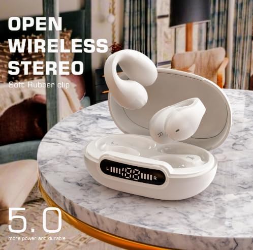 Revolutionize Your Listening with Waterproof Open Ear Clip Bluetooth Earbuds – 36-Hour Extended Playtime, Enhanced Noise-Cancelling Microphone for Clear Calls, Ideal for Music and Podcasts – Ergonomically Designed for Ultimate Comfort and Universal Device Compatibility