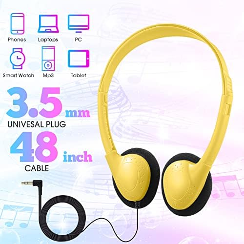 Bulk 12-Pack Adjustable Wired School Headphones for Enhanced Classroom Learning – Lightweight On-Ear Headsets with 3.5 mm Jack for Students and Educators – Superior Sound Quality for Online Learning and Interactive Engagement Sessions
