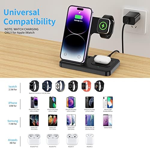 Revolutionize Your Device Power-Up: Premium 3-in-1 Wireless Charging Station for Apple Products – 18 W Fast Charge for i Phone 15, 14 Pro Max, 13, 12, 11, Apple Watch Series 8-2, and Air Pods Pro, 3, 2 – Sleek, Space-Saving Design for Effortless Multi-Device Charging in Home or Office – Enjoy Unparalleled Convenience, Speed, and Durability with High-Quality Materials, Tailored for Tech Enthusiasts Seeking a Clutter-Free Power Solution.
