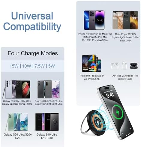 Revolutionary S25 S24 Ultra Magnetic Wireless Charging Pad – Fast 15 W Charger for Samsung Galaxy Z Fold 6/Flip 6/5/S25 Ultra/S24 Plus/S23/S22/S21 & Moto Edge 2024 – Includes 20 W USB-C Block for Ultimate Charging Efficiency – Sleek Design for Home & Office Use – Enhanced Magnetic Alignment for Optimal Power Delivery