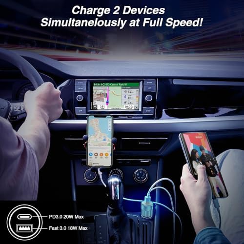 38 W Dual-Port USB C Car Charger – Fast Charging Adapter for i Phone, Samsung & Google Pixel – Compact Cigarette Lighter Charger – 5-Pack for Ultimate Compatibility & Convenience on the Go