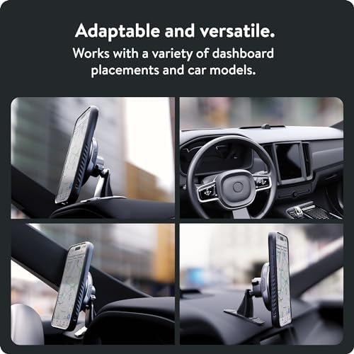 Mous Mag Safe Car Mount Phone Stand – Secure Suction Mount for i Phone 16/15/14/13/12 Series | Effortless 360° Rotation & Magnetic Alignment for Ultimate Convenience | Ideal for Hands-Free Navigation and Streaming