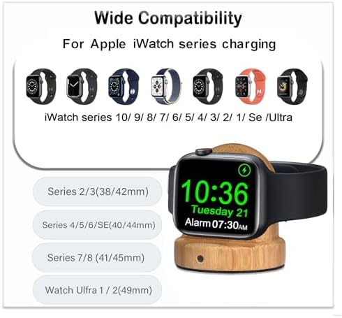 Sapele Wood Magnetic Charging Dock for Apple Watch – Elegant Fast-Charging Stand for Series 1-10, SE, and Ultra Models – Stylish and Portable Smartwatch Accessory for Home & Travel – Unique Durability and Chic Aesthetic Combined