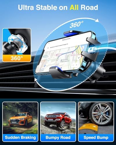 VANMASS Ace Car Phone Holder Mount – Upgraded Military Steel Hook & Super Suction Cup for Ultimate Hands-Free Navigation – Compatible with i Phone 14, 13, 12 Pro Max & Samsung – Versatile Dashboard, Windshield & Air Vent Stand for Enhanced Driving Safety