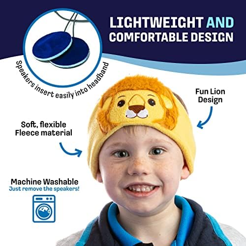 Cozy Lion Design Kids Headphones: Safe Volume-Limited Audio for Happy Little Ears – Soft Fleece Comfort for Travel, School & Home Use – Lightweight, High-Quality Sound for Toddlers and Children