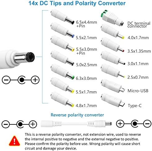 SHNITPWR Universal AC to DC Power Adapter – 48 W Adjustable Voltage Converter (3 V to 24 V) with 14 Interchangeable Tips & Polarity Converter for Maximum Device Compatibility and Efficient Performance, Ideal for Electronics Enthusiasts and Professionals