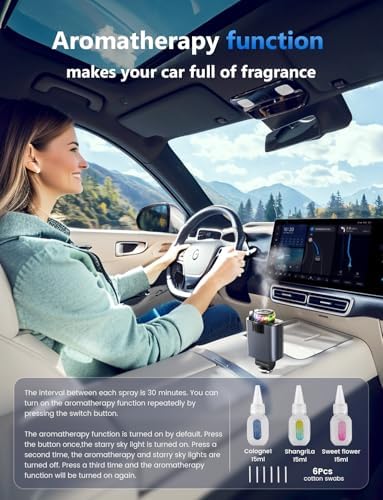 Experience Ultimate Comfort on the Road with the Starlight 5-in-1 Retractable Car Charger & Aromatherapy Diffuser – Fast Charging for i Phone 16/15 and More, Dual USB-C Cables, and a Soothing Essential Oil Atmosphere for Enhanced Relaxation.