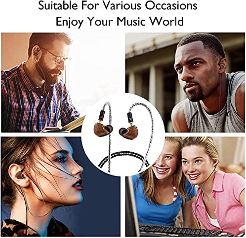Premium Dual Driver In-Ear Monitors – High-Fidelity Wired Earbuds with MMCX Detachable Cables, Noise-Isolating Design for Musicians & Athletes – Stylish Wood Grain Finish, Ultimate Comfort & Compatibility