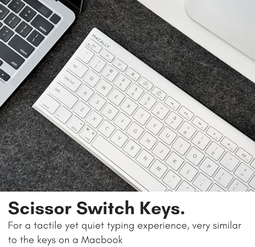 Transform Your Workspace with the Macally Slim USB Wired Keyboard – Perfect for Mac & Windows Users, Featuring 110 Scissor Switch Keys and Numeric Keypad for Ultimate Efficiency! Enjoy Seamless Typing with 20 Custom Shortcuts and Hassle-Free USB Plug-and-Play Setup – Ideal for Professionals and Everyday Tasks!