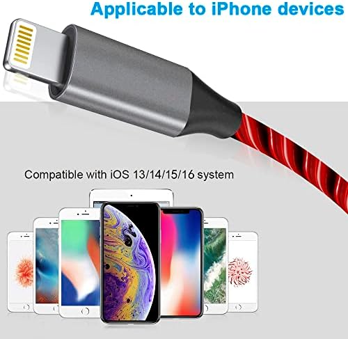 Illuminate Your Charging Experience: MFi Certified 6 ft LED Light Up Lightning Cable for i Phone 14/13/12/11/11 Pro/Max/XS/XR/X/6/7/8 – Fast Charging & High-Speed Data Sync in Vibrant Purple – Optimal Durability & Enhanced Compatibility for Effortless Connectivity