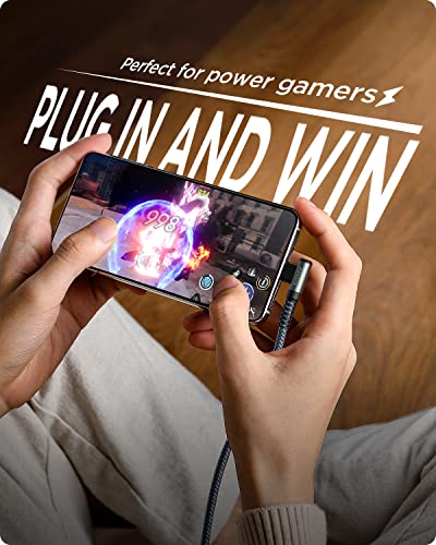 AINOPE Right Angle USB C Cable – 2-Pack (10 ft + 10 ft) Fast Charging 3.1 A Nylon Braided Charger for Enhanced Device Compatibility, Ideal for Gaming and Multitasking, Durable Black Design