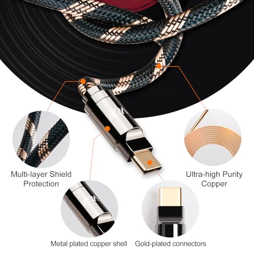 SKW USB C to USB C 3.1 Cable, High Speed Type C 10Gbps 4K Video Data Transfer 100W(5A) Charger Cable with E-Marker 6.5ft / 2M – Enhanced Compatibility and Speed