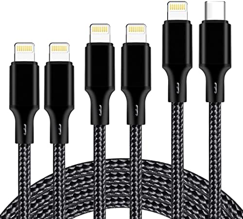 Premium 5-Pack i Phone Charger Set: MFi Certified Nylon Braided Fast Charging Cables (3 FT, 6 FT, 10 FT) for i Phone 14/13/12/11/X/Max/8/7/6/5/SE/i Pad – Unmatched Durability & Versatile Lengths for Every Lifestyle
