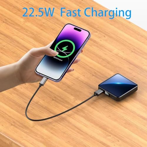 High-Capacity 12000 m Ah Portable Charger with Integrated Cables – 22.5 W Fast Charging Power Bank for i Phone 15, Samsung Galaxy & Tablets – Smart LED Display & Compact Design for Maximum Portability and Universal Compatibility