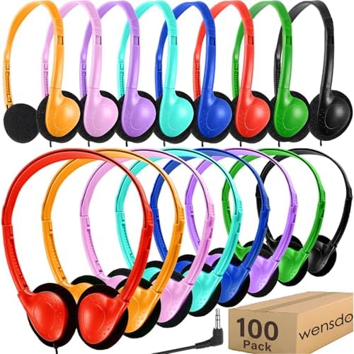 Bulk 25 Pack Kids Wired Headphones – Durable Adjustable Earphones for Classroom Learning, Ideal for Students and Toddlers – Enhanced Compatibility with Tablets and Computers – Comfortable Fit for Extended Use in Group Settings