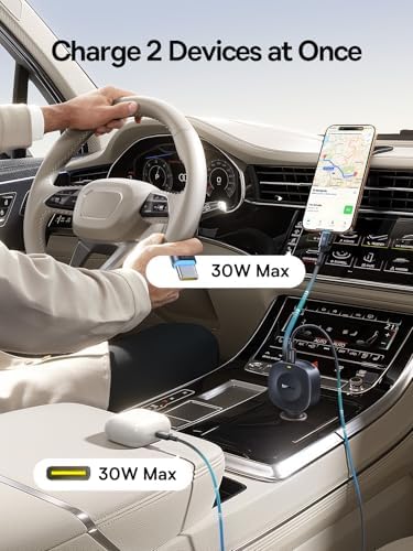 Baseus Ultra-Mini 60 W Fast Charging Retractable Car Charger with USB C Cable – Compact, Tangle-Free Design for i Phone 16, Samsung Galaxy S25 Ultra, and More – Ultimate Travel Companion for Rapid Device Power-Up and Enhanced Safety Features