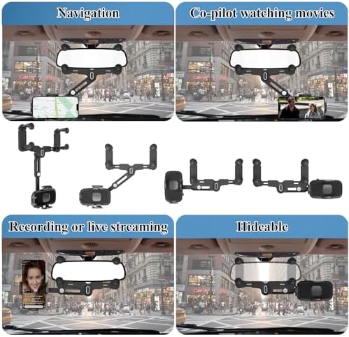 Mag Safe Rear View Mirror Phone Holder – Adjustable Magnetic Car Mount for i Phone 16/15/14/13/12 & All Mag Safe Devices – Secure Grip for Hands-Free Navigation – Compact Retractable Design with Effortless Installation – Elevate Your Driving Experience and Stay Connected Safely