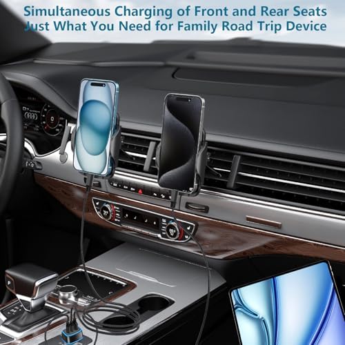 KYOHAYA 90 W Car Charger Bundle – 4-Port USB-C & USB-A Fast Charging Adapter for i Phone 16/15/14/13/12/11 Pro, Galaxy S25/S24, Google Pixel – High-Speed Dual Charging Solution for Road Trips and Daily Commutes – Durable, Compact Design for Enhanced Compatibility and Performance