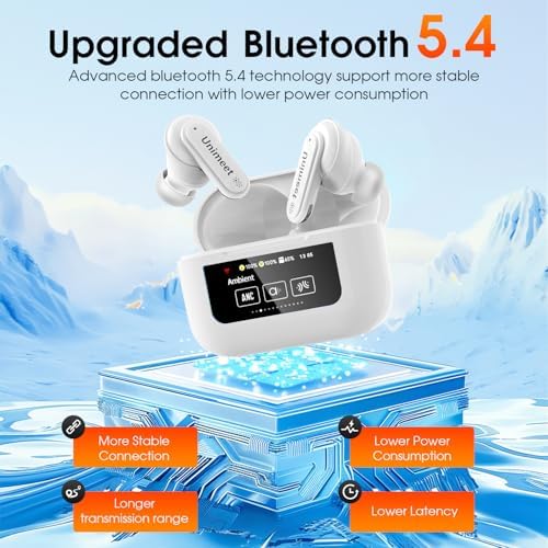 Premium Touch Screen Bluetooth 5.4 Earbuds with Advanced ANC | 48-Hour Playtime Hi-Fi Stereo Wireless Earphones for i OS & Android | Elevate Your Audio with Deep Bass and Smart Charging Case for Workouts and Daily Use