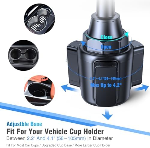 Elevate Your Driving Experience with the Miracase 2025 Universal Rotatable Cup Phone Holder – Adjustable Neck Car Mount Compatible with i Phone, Samsung, Google Smartphones – Sturdy Design for Safe Navigation Access and Hands-Free Calls