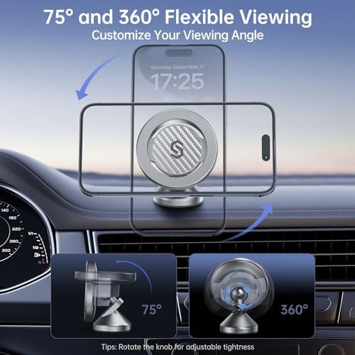 SYNCWIRE 360° Magnetic Car Mount for i Phone & Samsung – Effortless Dashboard Installation with Strong Adhesion – Secure Phone Holder for Safe Navigation and Streaming – Sleek Design for Modern Vehicles – Enhanced Mag Safe Compatibility