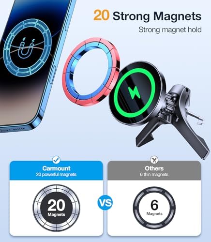 2025 Ultra Magnet 15 W Wireless Car Charger – Advanced Mag Safe Phone Holder for i Phone 12-16 with Hands-Free Magnetic Mount – Effortless Navigation & Rapid Charging Solution – Secure Vent Installation for Modern Drivers – Ultimate Safety & Convenience on the Go
