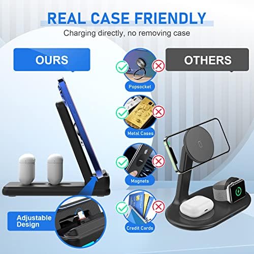 MSTJRY 4-in-1 Foldable Fast Charging Station for Apple Devices – 25 W PD Charger Dock for i Phone 14/13/12/11/X/8, Apple Watch, Air Pods & Earbuds – Ultimate Multi-Device Power Solution for Home, Office & Travel