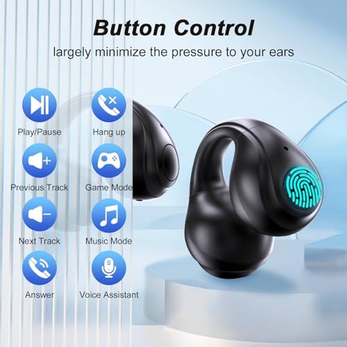 Bone Conduction Wireless Ear Clip Bluetooth Headphones for Active Lifestyles – Sweat Resistant Fitness Earbuds for Running, Cycling & Workouts – YAKEN YRKR, Black – Enhanced Compatibility & Long Battery Life