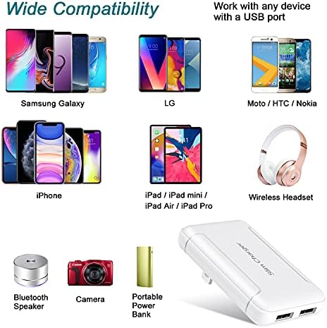 Ultra-Slim OKRAY Dual USB Wall Charger with Foldable Plug – 5 V/3 A Fast Charging Block for i Phone 13, 12, 11, XR, XS & Samsung Galaxy S23, A35 – Travel-Friendly Dual Port Phone Adapter for Maximum Efficiency and Compatibility