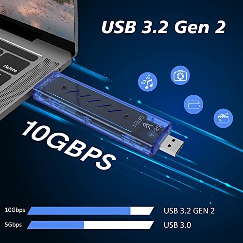 Ultra-Fast M.2 NVMe SSD Enclosure – Tool-Free USB 3.2 Gen 2 Adapter with 10 Gbps Transfer Rate, Compatible with PCIe SATA NGFF B+M Key Drives – Robust Aluminum Design for Efficient Storage Solutions and Enhanced Performance
