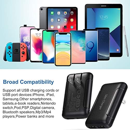 Ultra-Slim Dual USB-A Wall Charger 2-Pack – 3 A/5 V Fast Charging Block with Foldable Plug for i Phone 16 Series, i Pad, Samsung & Pixel Devices – Compact Travel-Friendly Charger for Efficient Power on the Go