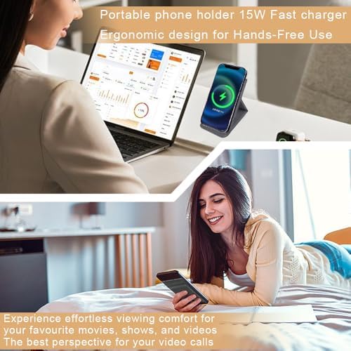 Innovative Foldable Wireless Charger & Phone Holder – 15 W Fast Charging Stand for i Phone 15/14/13/12 Pro/XS/8 Plus & Galaxy S23/S22/S21/Note 20 – Sleek Blue Design for Ultimate Portability and Style