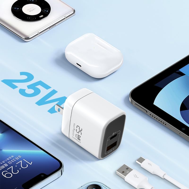67 W Ga N Dual USB-C & USB-A Charger – Ultra-Compact Power Adapter for Fast Multi-Device Charging – Ideal Travel Companion for Laptops, Smartphones, and Tablets – Sleek White Design for Maximum Compatibility and Efficiency