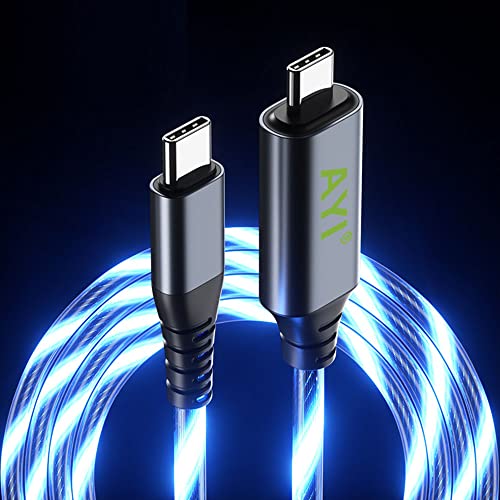 AYI 60 W USB Type C to Type C Fast Charging Cable with LED Indicator – 39 Inch High-Speed Charger for All USB-C Devices – Durable Design for Rapid Power Delivery and Quick Data Transfer