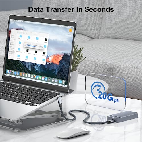 High-Speed USB C to USB C Cable for 100 W Fast Charging – 20 Gbps Data Transfer & 4 K/8 K Video Output – Right Angle Design for Enhanced Accessibility – Universal Compatibility with Mac Book, i Pad Pro, Samsung S23/S22 – Ultimate Solution for Power and Performance