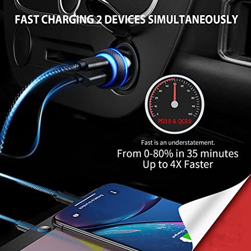 Ultra-Fast 45 W Type C Car Charger with Dual Port PD/PPS & QC Technology – Quick Charge Adapter for Samsung Galaxy S25/S24/S23, i Phone 16/15 Pro Max, and Pixel 9 – Includes 4 FT Type C Cable for Maximum Versatility and Safety on the Road