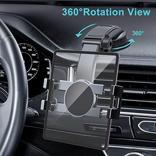 Ultimate Car Dashboard Tablet Mount Holder – 360° Rotatable Suction Cup for i Pad Pro, Samsung Galaxy, and i Phone – Versatile Dash Phone Stand for 4.7″ to 12.9″ Devices – Enhanced Stability and Easy Installation for Safe Navigation and Streaming