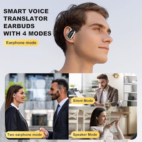 AI-Powered 144-Language Bluetooth Earbuds: Advanced Noise-Canceling Headphones for Effortless Communication in Any Setting, Ideal for i OS & Android Users, Waterproof Design for Enhanced Durability and Comfort During Travel
