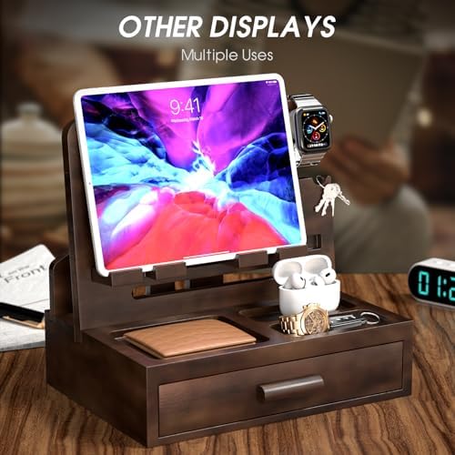 melafa365 Nightstand Organizer for Men,Phone Docking Station with Cable Management,Night Stand with Drawer,Bedside Organizer for Watches,Keys,Wallets,Gifts for Men(Wood) – Enhanced Compatibility and Speed