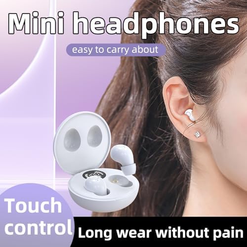 Invisible Mini Bluetooth Earbuds for Small Ear Canals – Ultimate Comfort with Noise Isolation for Work and Sleep – Lightweight Design, Fast Pairing & Superior Audio Quality for Discreet Listening Anywhere